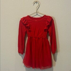 Cat & Jack Red Ruffle Long Sleeve Dress